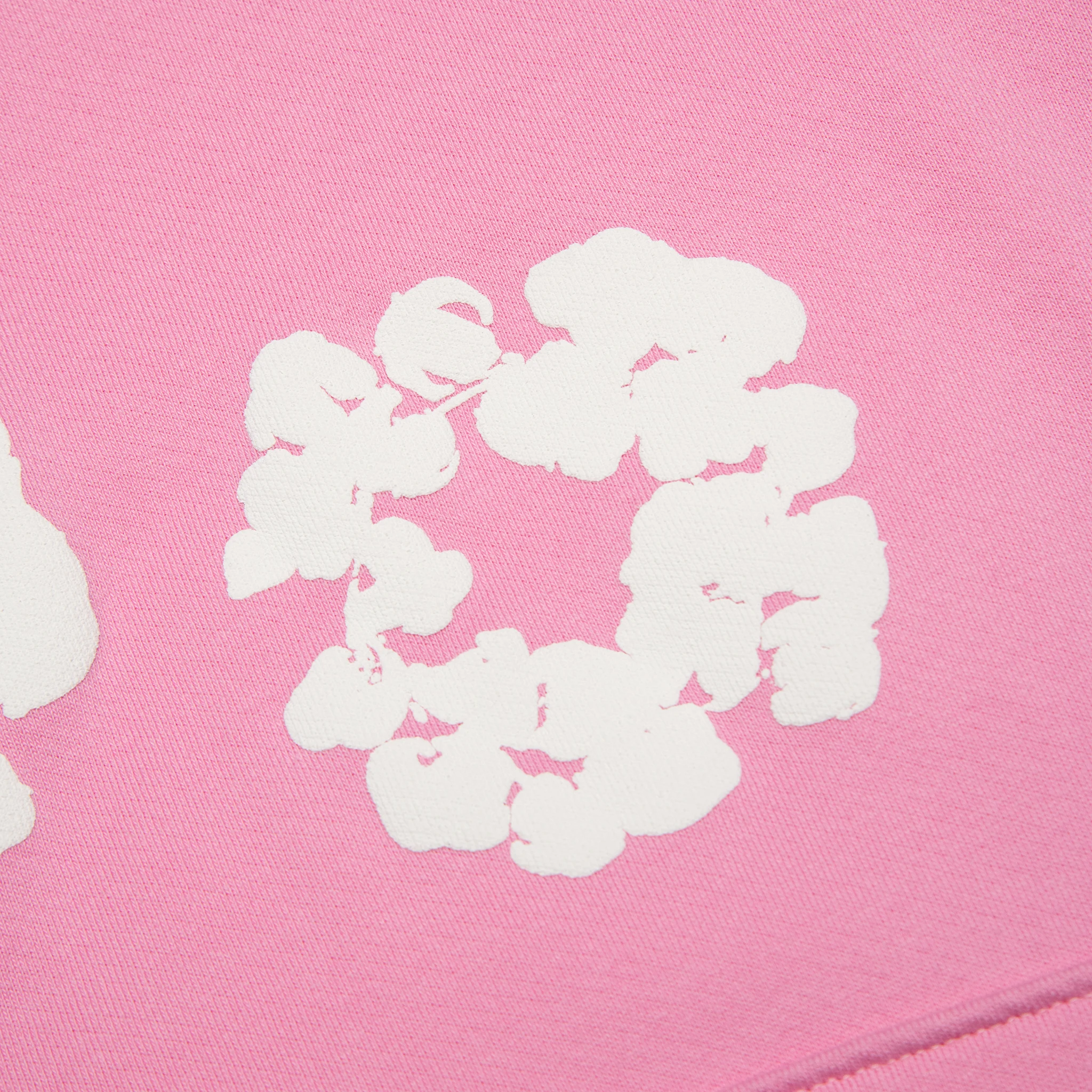 Detail view of Denim Tears The Cotton Wreath Pink Hoodie
